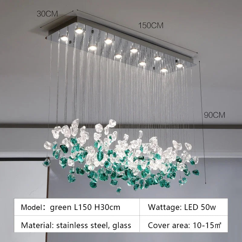 Decorbites™ Glas-Stein-Kronleuchter: Moderne Luxus-LED-Pendantleuchten für Esszimmer-Kunstdekoration