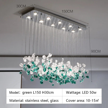 Decorbites™ Glas-Stein-Kronleuchter: Moderne Luxus-LED-Pendantleuchten für Esszimmer-Kunstdekoration