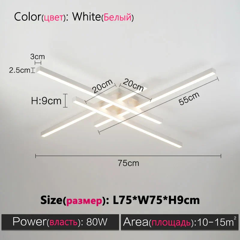 Decorbites™ Schwarze LED-Deckenleuchte Chandelier: Nordisch-minimalistisches Quadratisches Schlafzimmer-Wohnzimmer-Beleuchtung