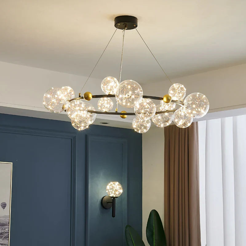 Decorbites™ Glas-Blase-LED-Kronleuchter: Nordisches Kunststern-Helles Innenbeleuchtung für Romantische Atmosphäre