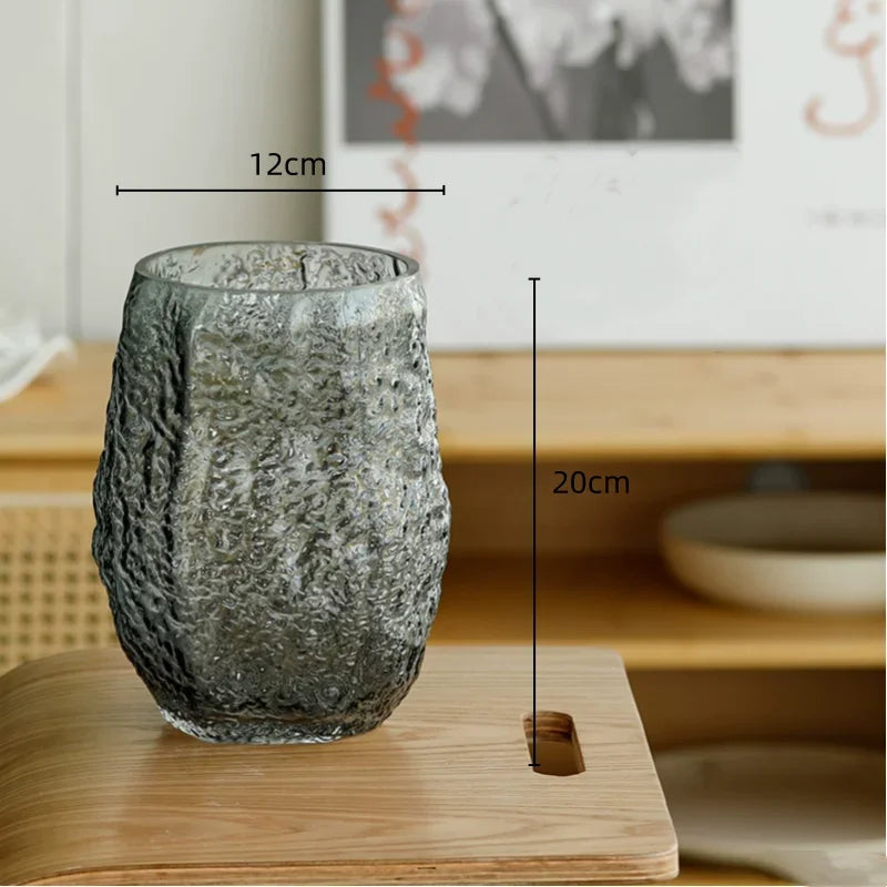 DecorBites™ Green Transparent Glass Vase for Flower Arrangement & Home Decor