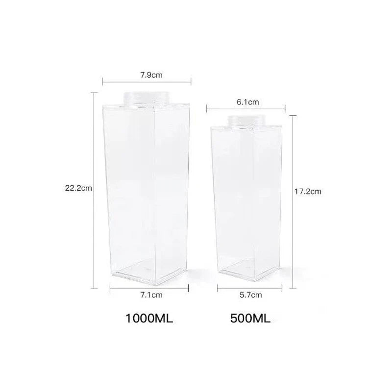 Decorbites™ Klare Milchpackung Wasserflasche & Trinkbecher, tragbare Plastik-Saft-Tee-Aufbewahrung