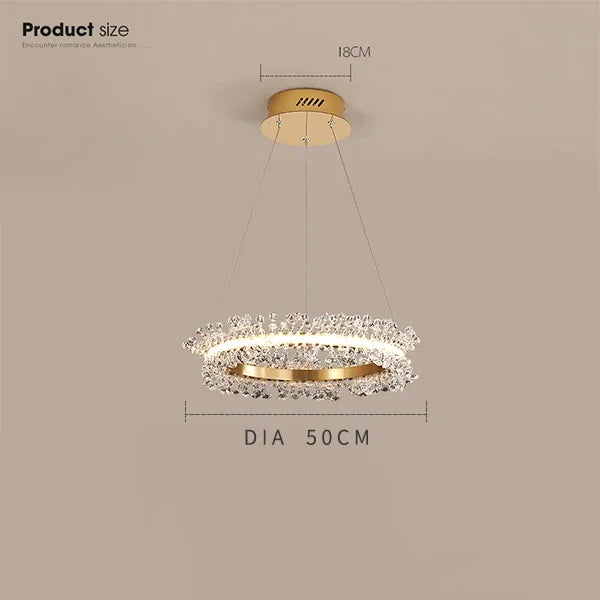 Gold Crystal Ring Chandelier Dia90cm Living Room