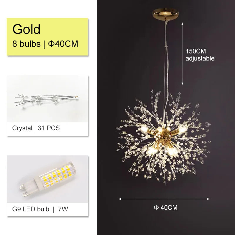 Decorbites™ Dandelion-Lüster: Luxuriöse Kristall-Hängeleuchte für Wohnzimmer und Schlafzimmer