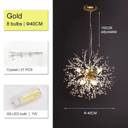 Decorbites™ Dandelion-Lüster: Luxuriöse Kristall-Hängeleuchte für Wohnzimmer und Schlafzimmer