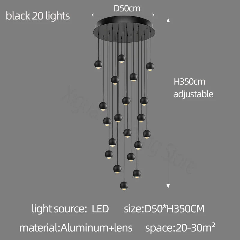 Metal Globe Lens Chandelier