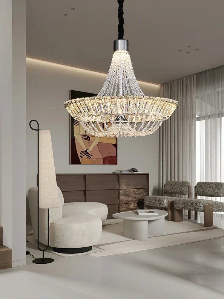 DecorBites™ Crystal Ceiling Chandelier - Elegant Two-story Room Decor