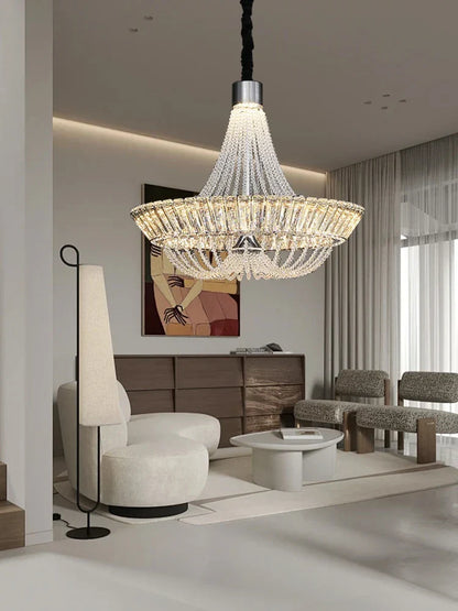 DecorBites™ Crystal Ceiling Chandelier - Elegant Two-story Room Decor