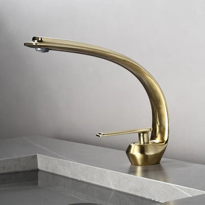 Decorbites™ Gold Schwarz Badezimmerarmatur Messing Waschbeckenmischer Hahn Einhebel Heiß Kalt Gebürstet Gold