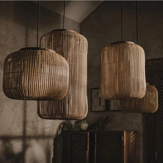 Decorbites™ Japanische Rattan-Hängeleuchte: Vintage Wabi-sabi-Beleuchtung für Wohn- und Esszimmer
