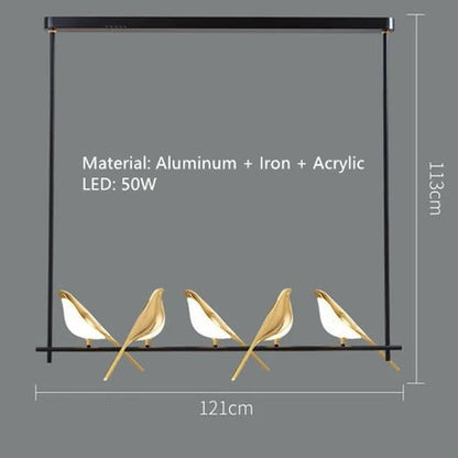 Decorbites™ Goldene Elster-Vogel-Deckenleuchter | Moderne LED-Ringlampe für Esszimmer & Dekoration