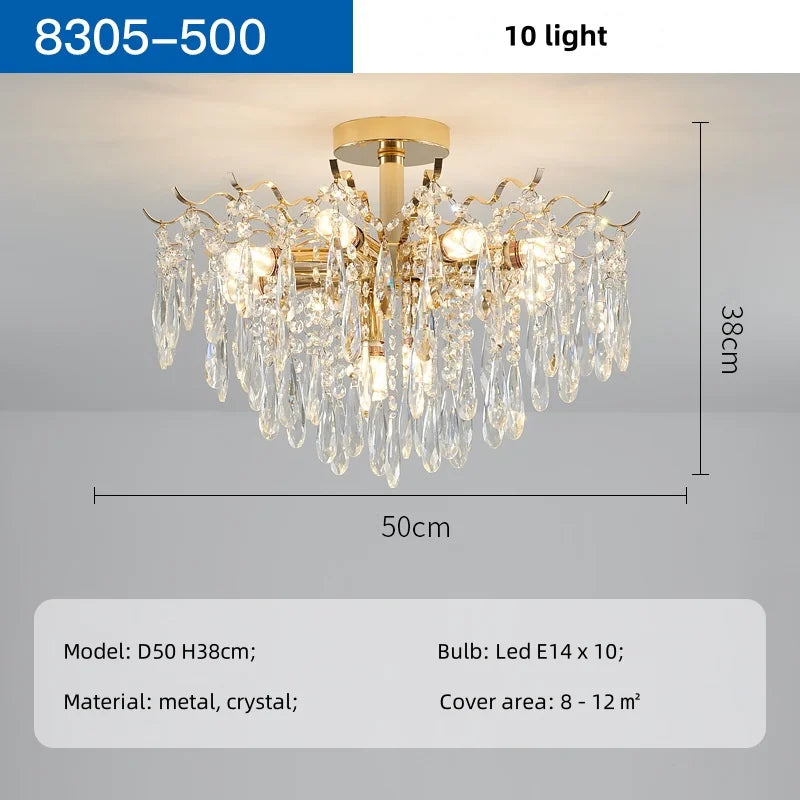 Decorbites™ K9 Kristall Gold Kronleuchter Deckenleuchte | Schlafzimmer Heimdekoration LED Deckenlampe