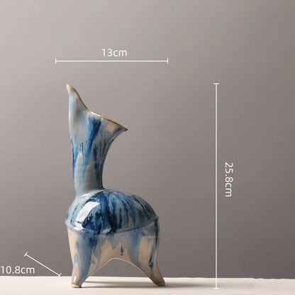 DecorBites™ Irregular Ink Pattern Ceramic Flagon Vase - Chinese Porcelain Home Decoration