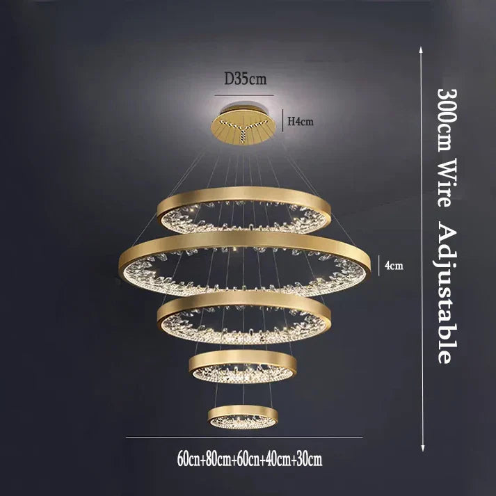 DecorBites™ Crystal LED Chandelier Circle Hanging Lamp - Modern Luxury Dimmable Lighting