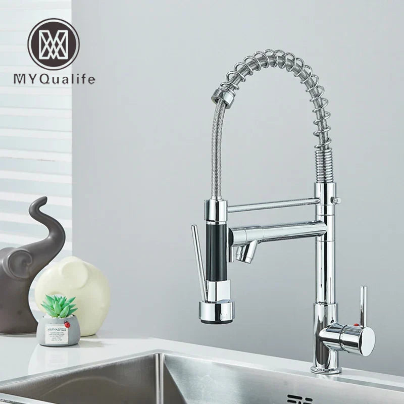 Decorbites™ Duale Auslauf Messing-Küchenarmatur mit 360° Drehung - Chrom
