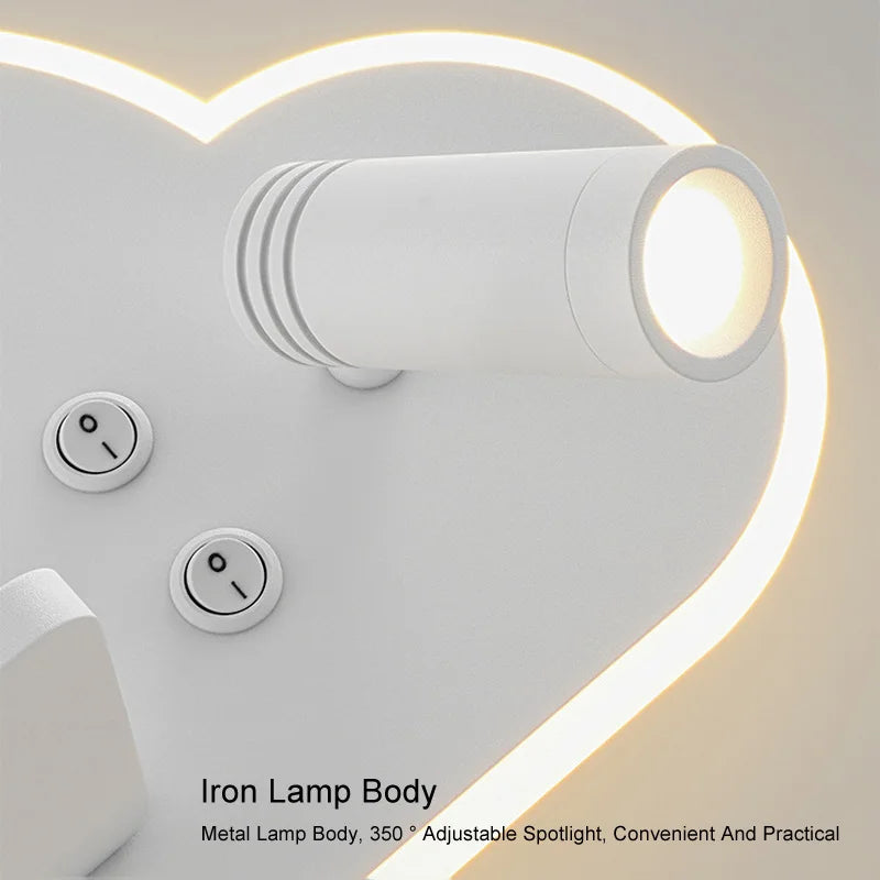 Decorbites™ LED-Bettlampe mit kabelloser Telefonladefunktion und USB, Multifunktions-Wandleuchte