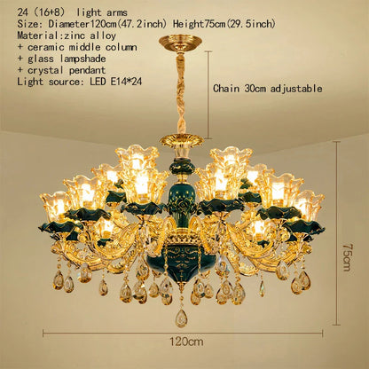 Decorbites™ Dunkelblaues Kristall-Lüster, Vintage-Stil Deckenleuchte für Wohnzimmer, Schlafzimmer, Villa