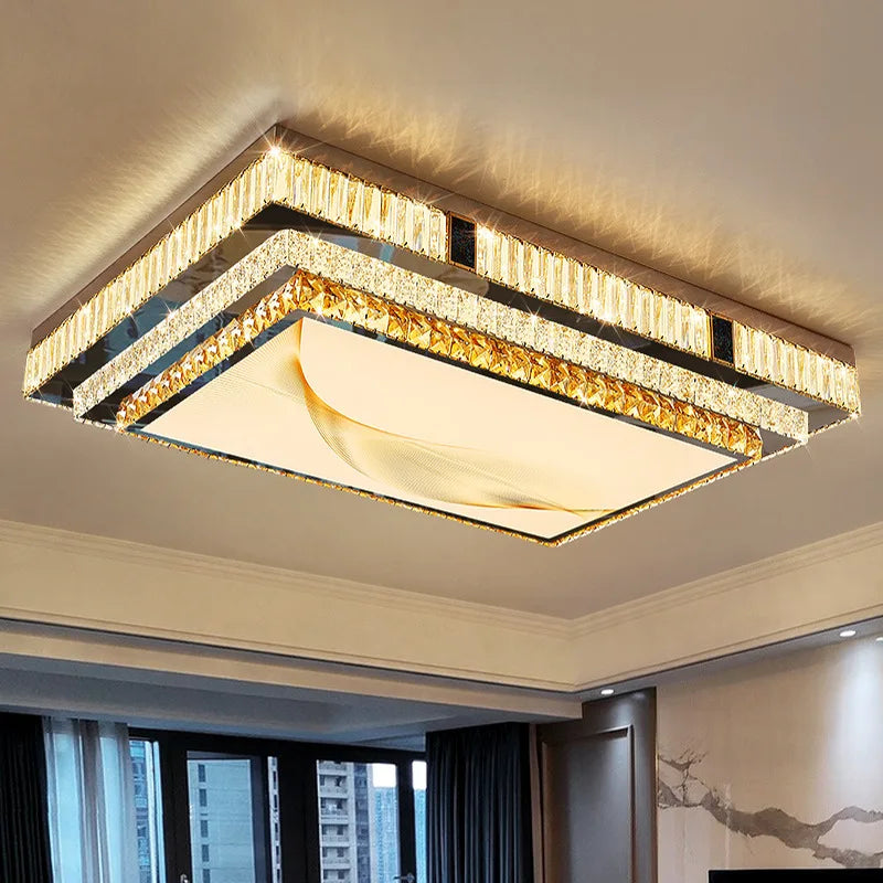 Gold Rectangle Crystal Lamp