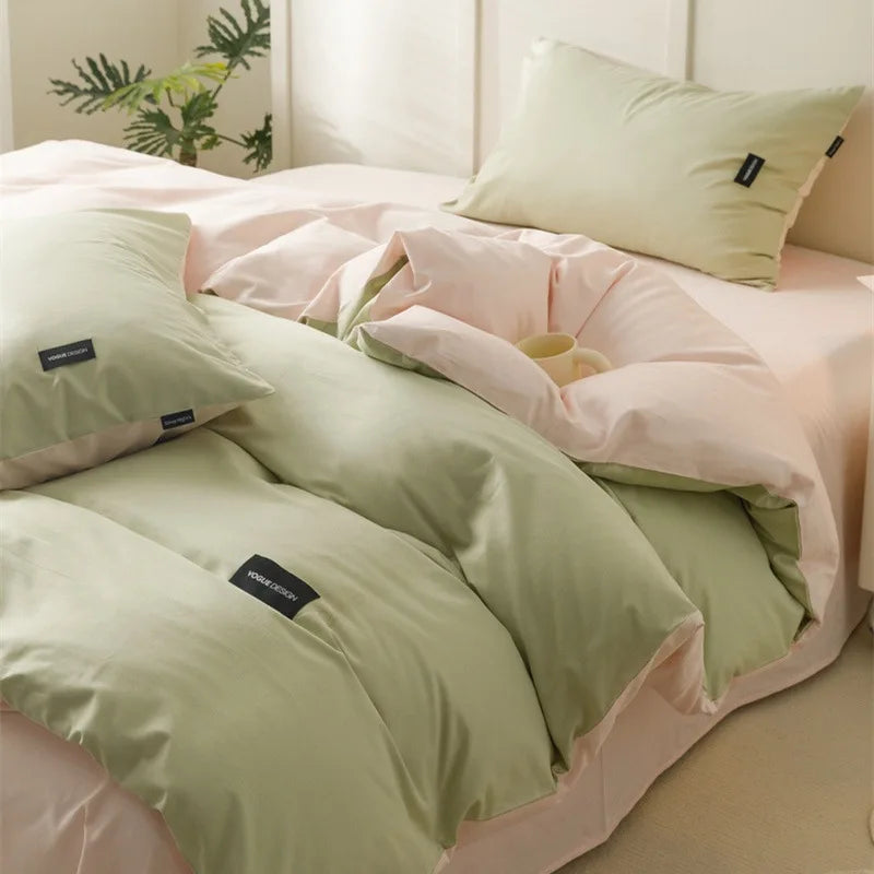 Decorbites™ beidseitiges farbabstimmendes Baumwoll-Bettwäsche-Set für Erwachsene