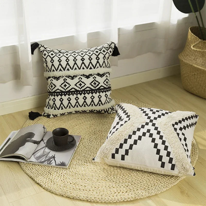 Decorbites™ Geometrisch getuftes Baumwollgewebe-Kissenbezug 45x45 cm für Heim-Sofa-Bett-Dekoration