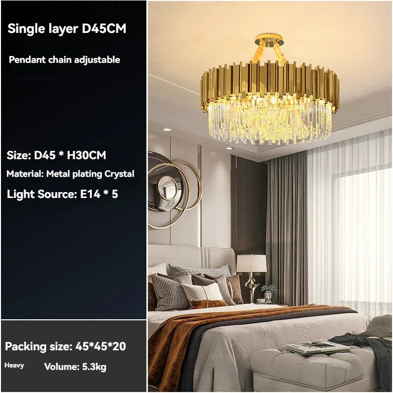 Decorbites™ Kristall-Gold-Hängeleuchte LED Deckenleuchte für Wohnzimmer Schlafzimmer Kücheninsel