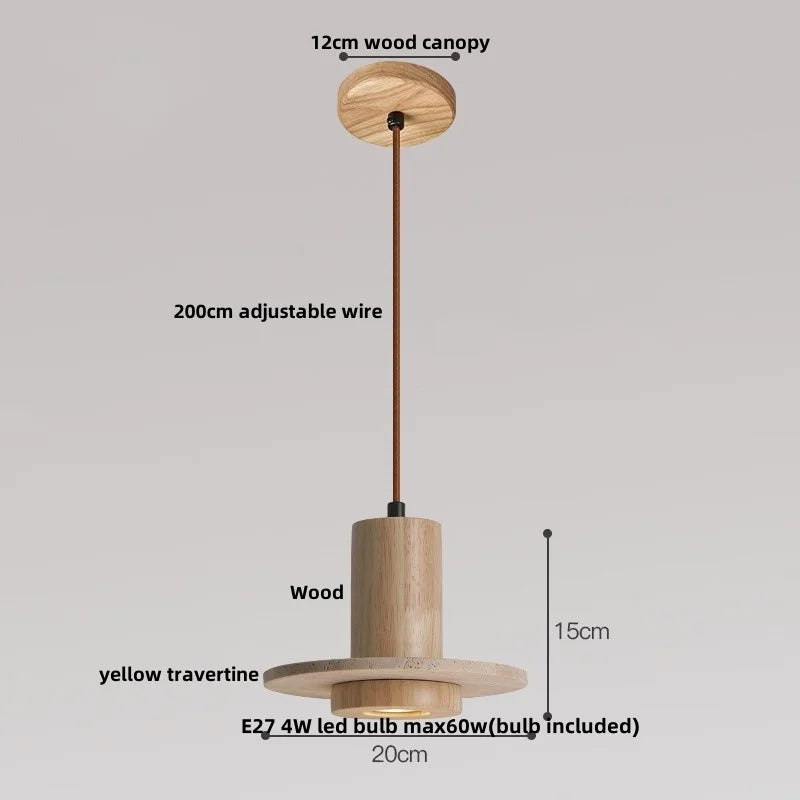 Decorbites™ Glasball-LED-Hängeleuchte für Kaffee-, Wohn- und Esszimmer mit natürlichem Holz und Stein