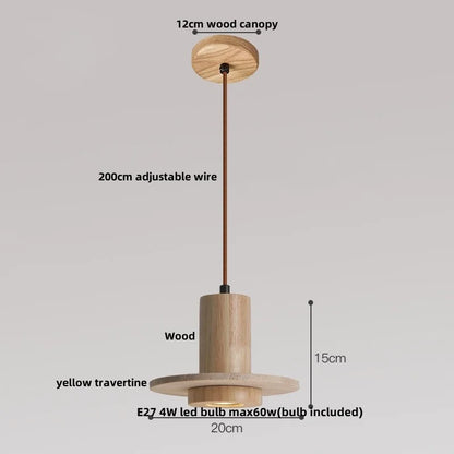 Decorbites™ Glasball-LED-Hängeleuchte für Kaffee-, Wohn- und Esszimmer mit natürlichem Holz und Stein