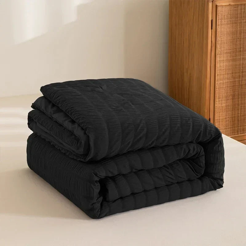 Decorbites™ King-Size Seersucker-Steppdecke: Weich, atmungsaktiv, Ganzjahres-Daunenbettdecke