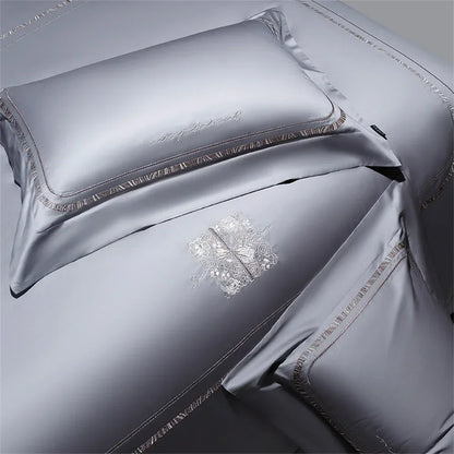 Decorbites™ Baumwoll-Satin-Jacquard-Stickerei-Bettwäsche-Set mit elastischem Spannbettlaken & Daunendeckelbezug