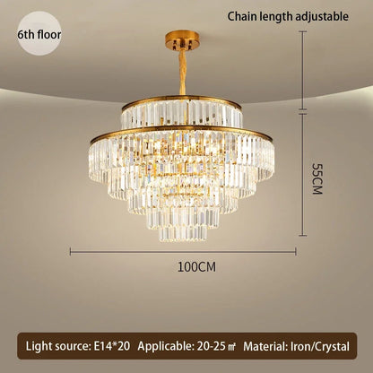 Decorbites™ Goldener Kristall-Leuchter-Hängelampe für luxuriöses Wohnzimmer, Esszimmer, Schlafzimmer
