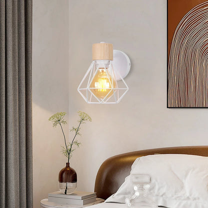 Decorbites™ Industrielle LED Holz Wandlampe E27 Retro Nachttischlampe Vintage Innenbeleuchtung