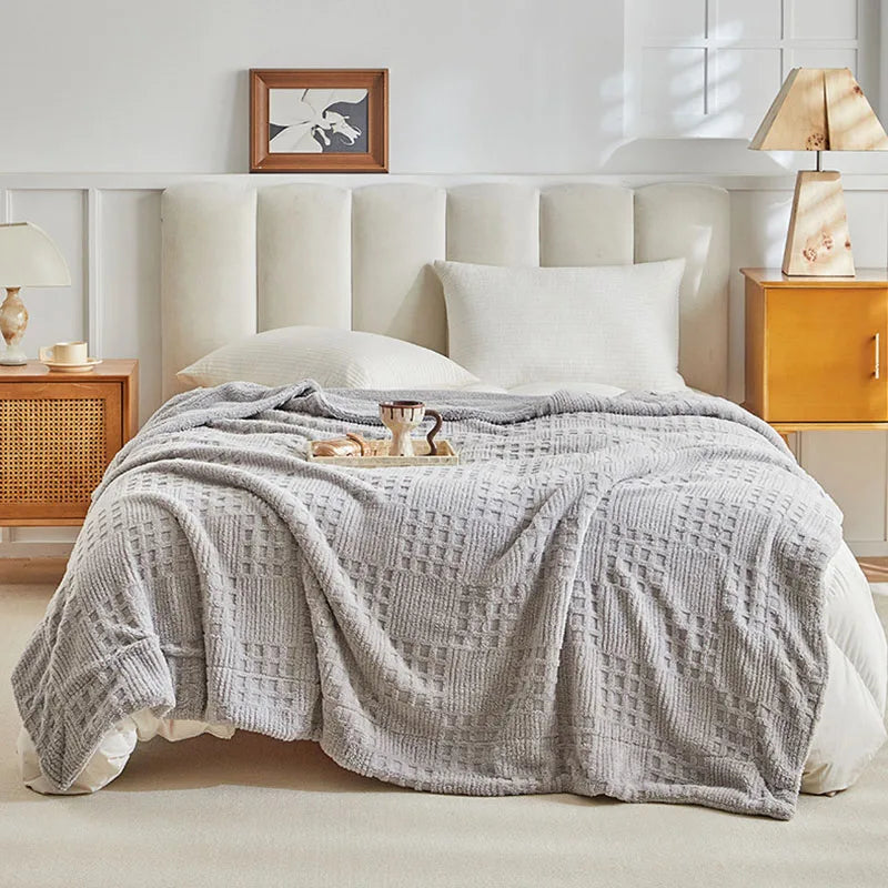 Decorbites™ Zweilagige Korallenfleece-Decke: Hochwertig, einfarbig, gemütliche Lammwolle für Bett, Sofa