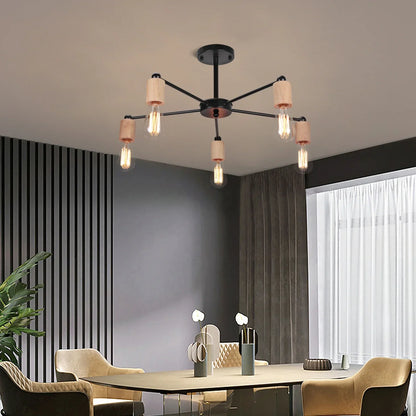 Decorbites™ Industrielle Stange Eisen Holz Sputnik Kronleuchter Deckenlampe LED E27 Heimbeleuchtung