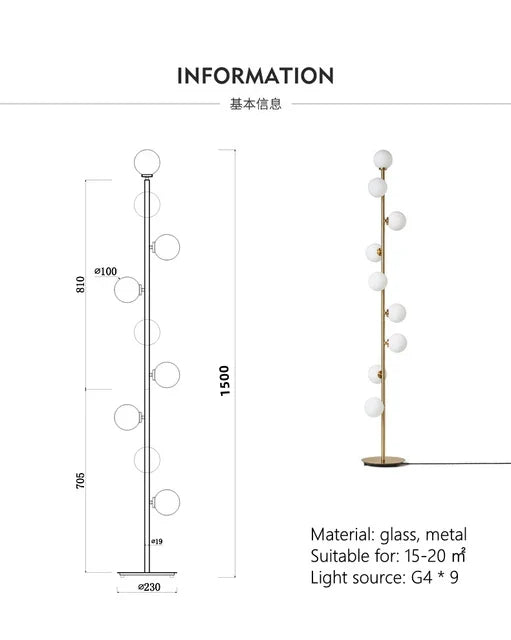 Decorbites™ Glasballen-Stehlampe-Set: Nordisch postmodern minimalistischer Zauberbohnen-Stil