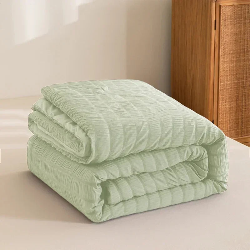 Decorbites™ King-Size Seersucker-Steppdecke: Weich, atmungsaktiv, Ganzjahres-Daunenbettdecke