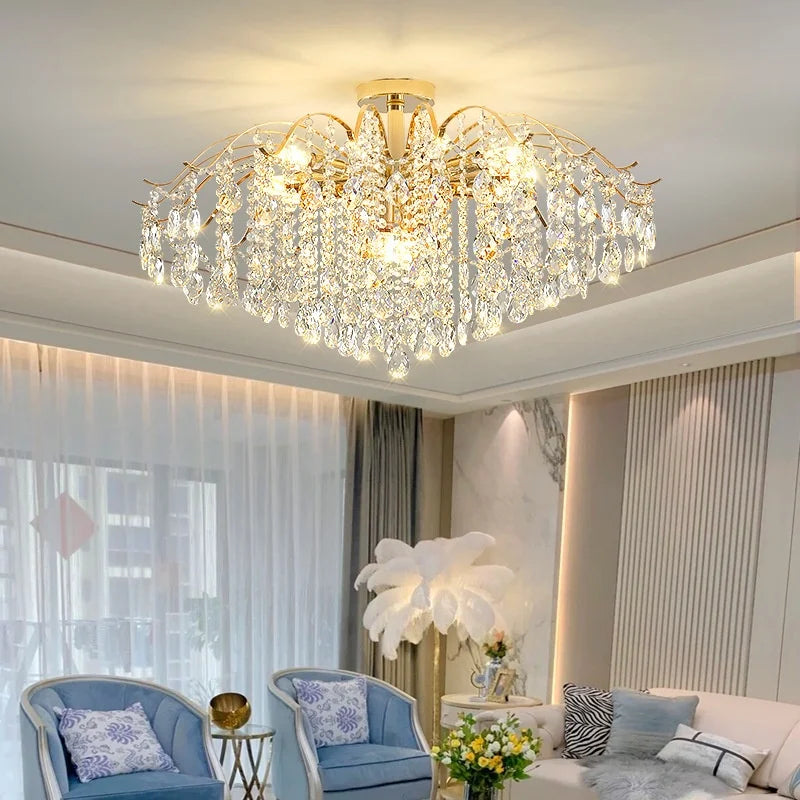 Decorbites™ K9 Kristall Gold Kronleuchter Deckenleuchte | Schlafzimmer Heimdekoration LED Deckenlampe