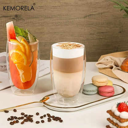 Decorbites™ Doppeltwandige Glas-Kaffeetassen – Isolierte Espressoglasbecher für Cappuccino, Latte, Tee und Milch