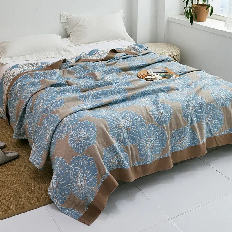 Decorbites™ Baumwoll-Gaze-Handtuch-Wurfdecke - Weiche und gemütliche Bettdecke für alle Jahreszeiten