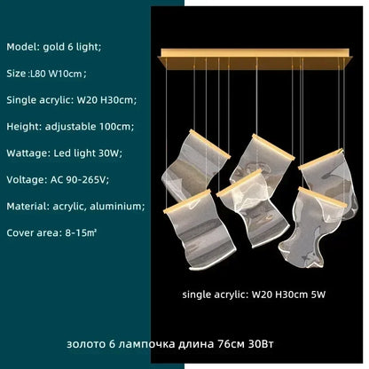 Decorbites™ Acryl-Blätter-Kronleuchter LED-Leuchte dimmbar Luxus-Pendant für die Hausdekoration