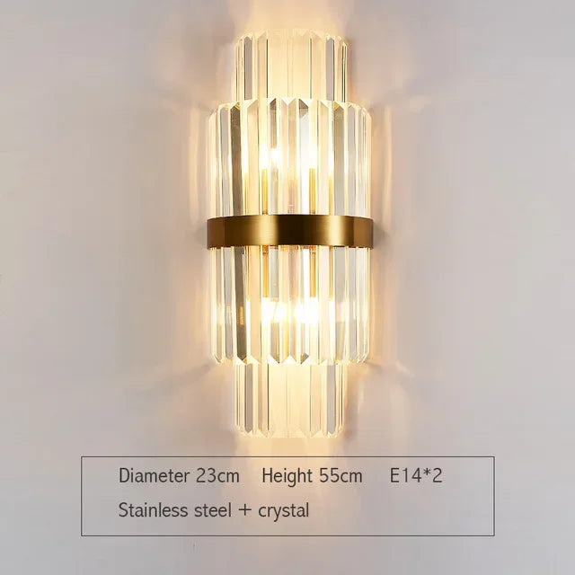 DecorBites™ Gold Crystal Wall Lights: Elegant LED Sconce for Bedroom, Living Room & Bathroom