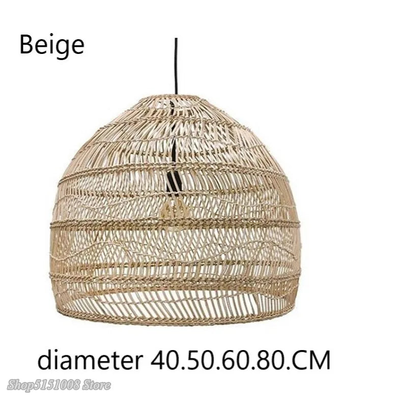 Decorbites™ Elegante Hängelampe mit Wellenmuster aus Rattan für modernes rustikales Wohnraumausstattung