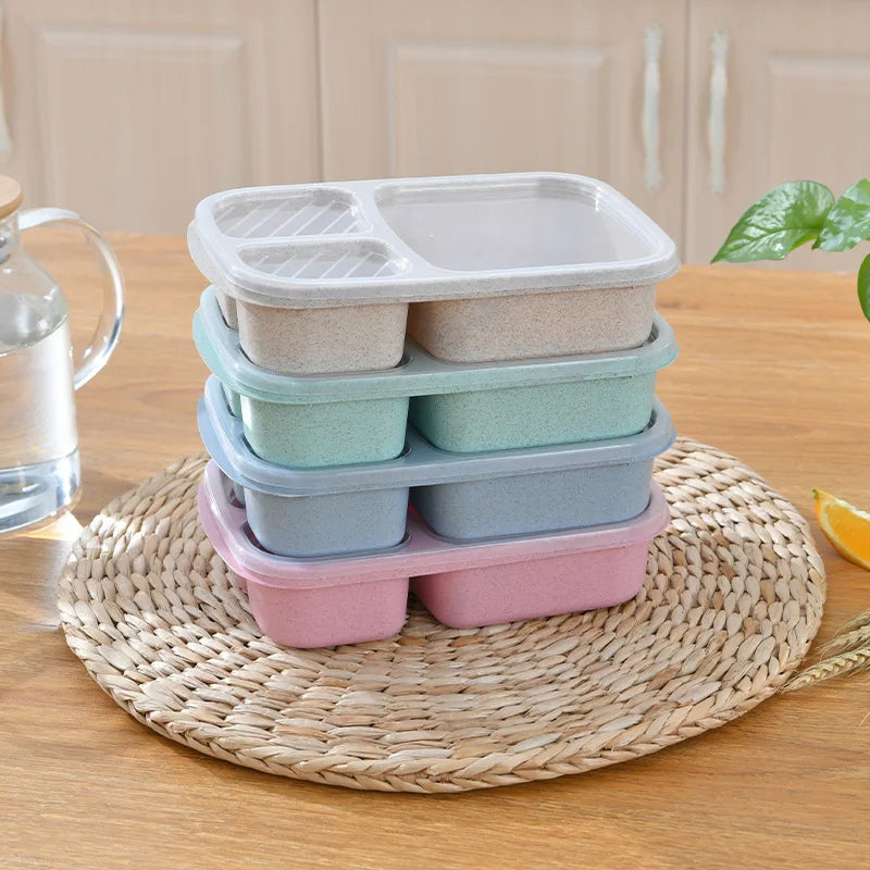 Decorbites™ Kinder-Weizenstroh-Bento-Box-Set mit Lunchtasche
