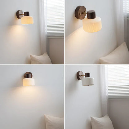 Decorbites™ LED-Wandleuchte Modern Nordisch Drehbare Leselampe Weiß Keramik Holz