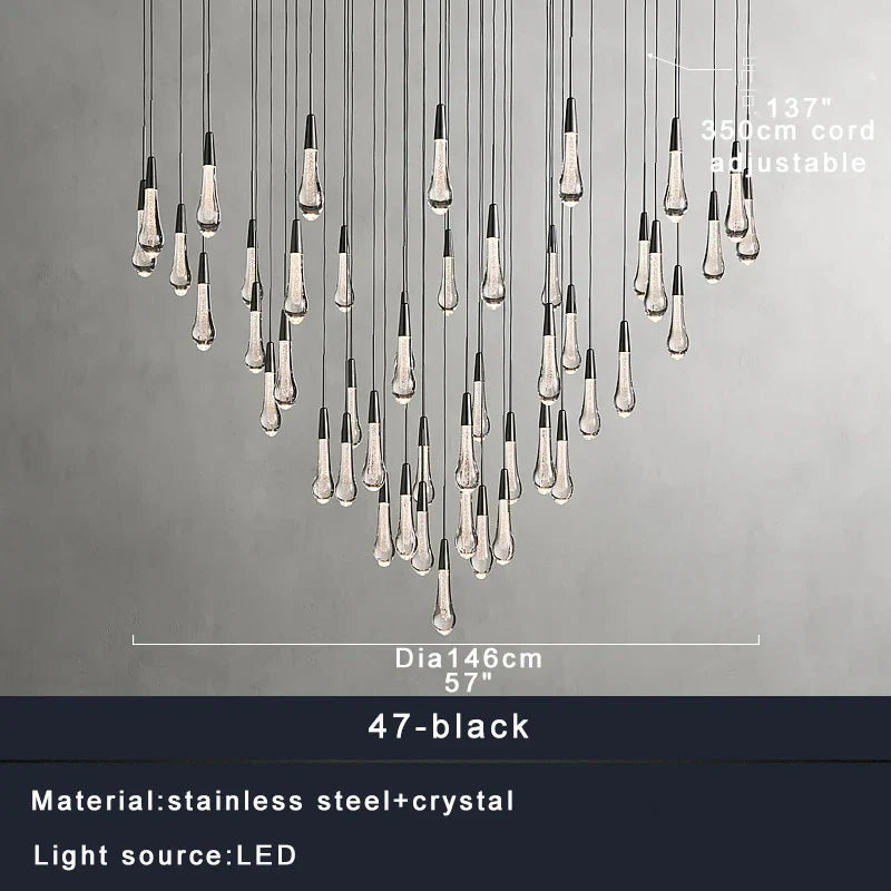 DecorBites™ Crystal Water-drop Chandelier Light Fixture - Luxury Stairwell Decor