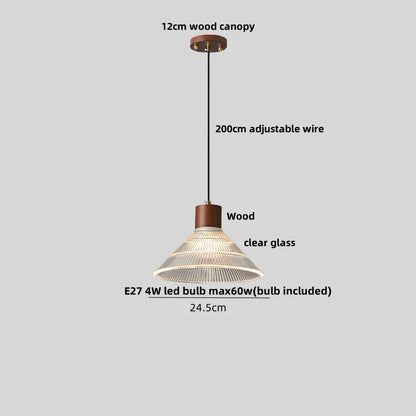 Decorbites™ Japan-Stil Holz-LED-Pendantleuchte mit klarem Glas, höhenverstellbare Hängeleuchte