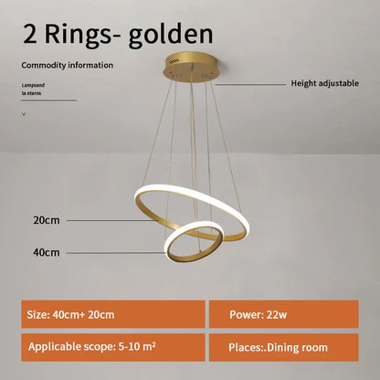 Decorbites™ Gold Circle Ringe Kronleuchter LED Hänge Lampe für Wohnzimmer, Küche, Esszimmer
