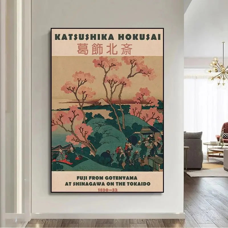 Goldfish Lotus Japanese Art Poster Hokusai Ohara Koson Japanese Wall Art Retro Canvas Painting Living Room Decoration No Frame