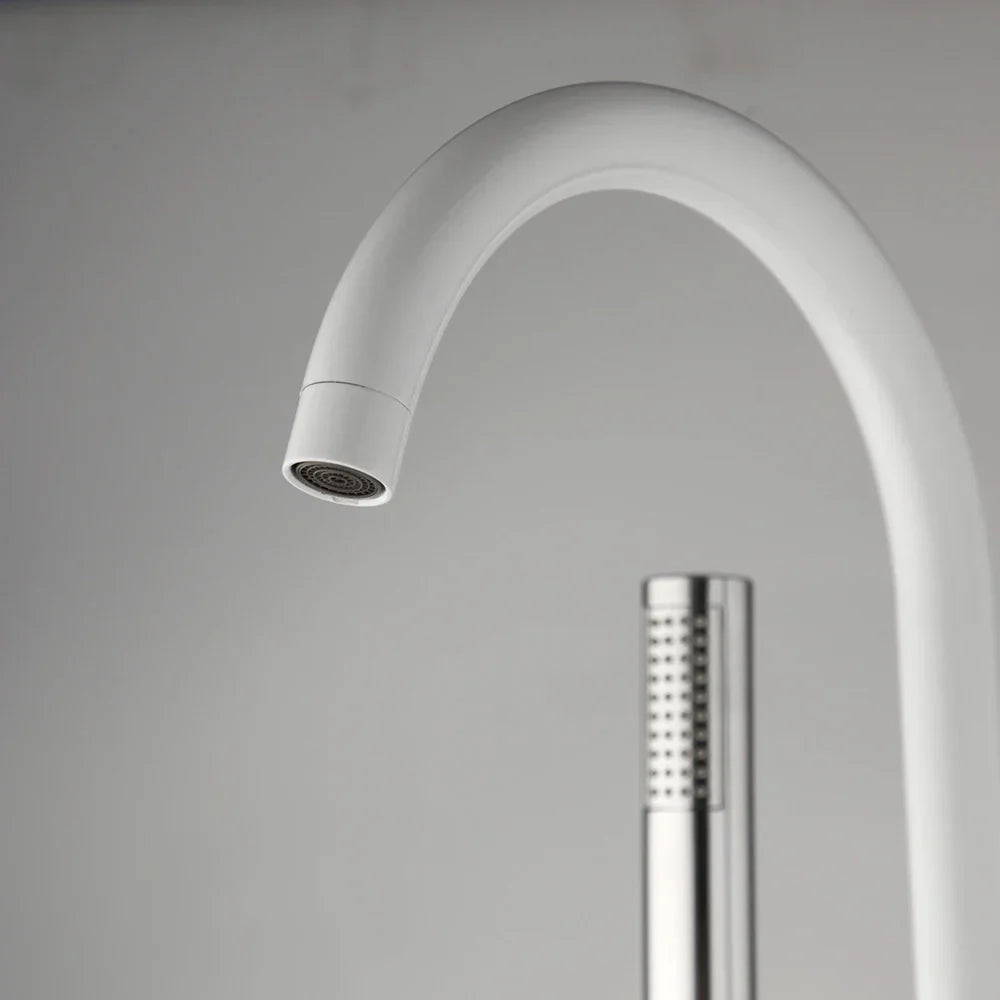DecorBites™ Dual Handle Bathtub Faucet Set with Hand Shower, Floor Mounted Hot Cold Mixer