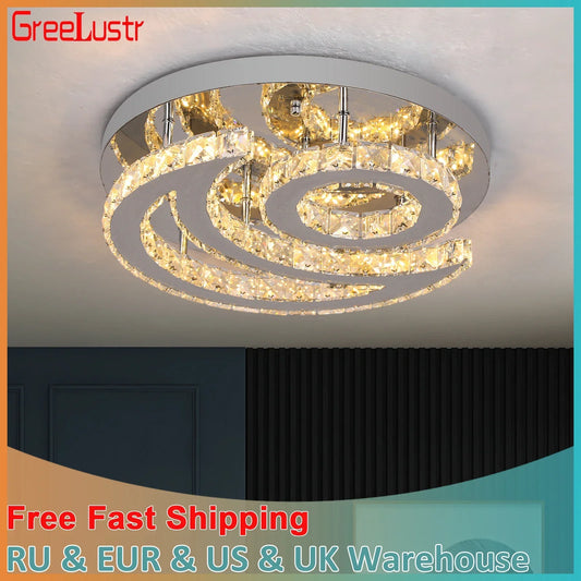 DecorBites™ Crystal LED Sun Moon Chandelier Pendant Light for Living Dining Bedroom