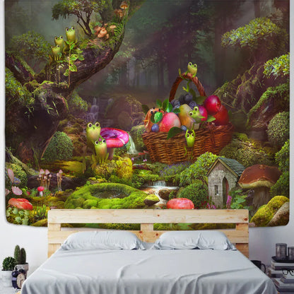 Decorbites™ Kleiner Frosch Tapisserie Wandbehang - Wald-Psychedelische Kunst für das Kinderzimmer